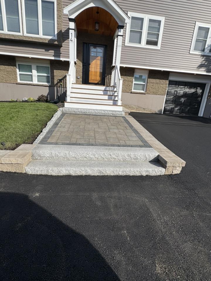 Custom granite steps installation in Peabody MA